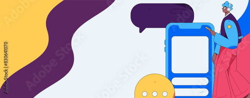 Virtual characters social communication concept business flat vector hand drawn illustration
