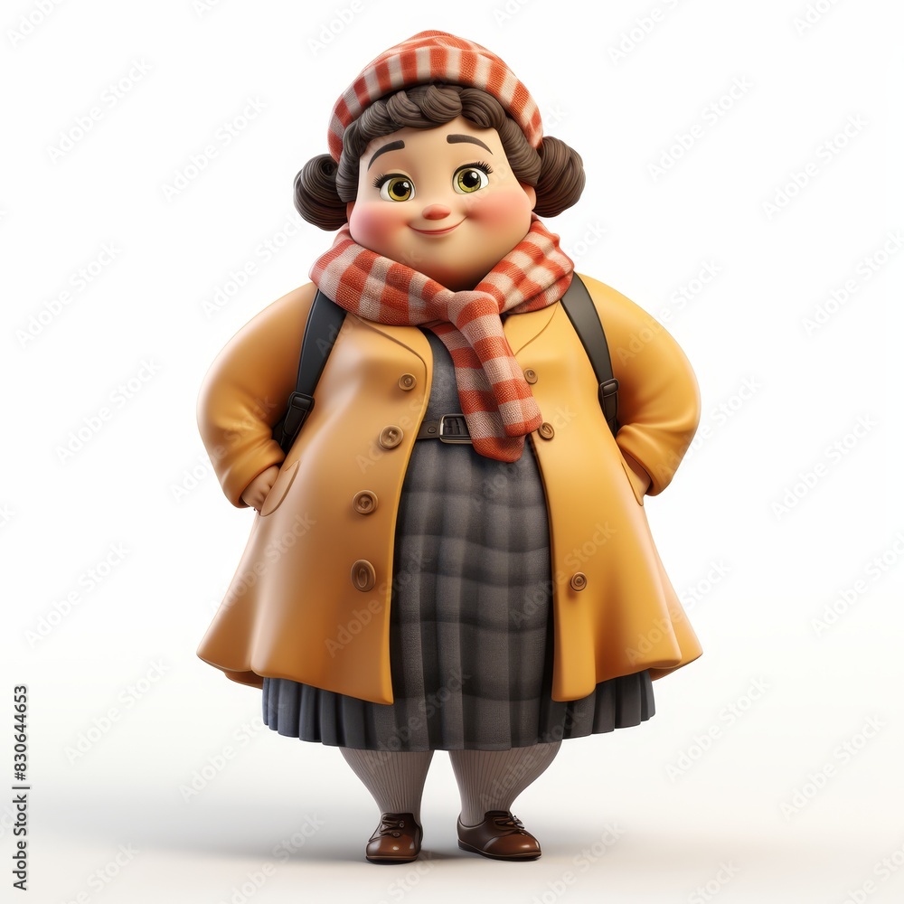 Cartoon fat woman in casual clothes isolated on white background Cartoon fat woman in casual clothes isolated on white background