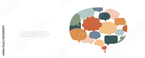 Large chat bubble consists of small ones. Communication concept.