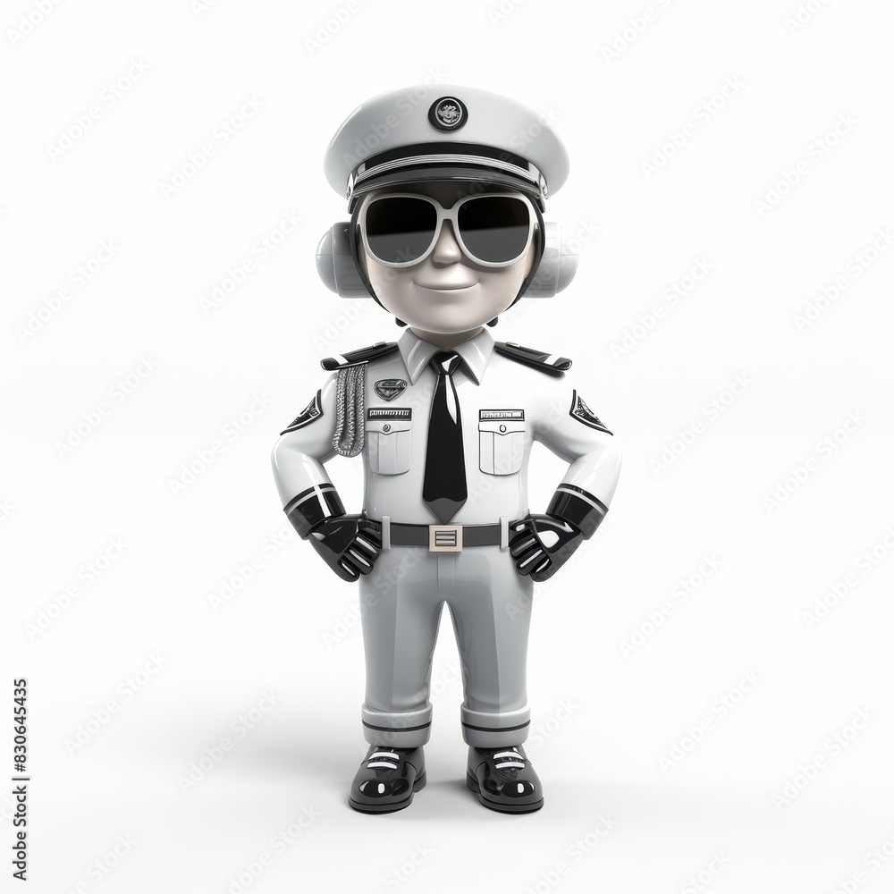 Cartoon pilot in uniform isolated on white background Cartoon pilot in uniform isolated on white background