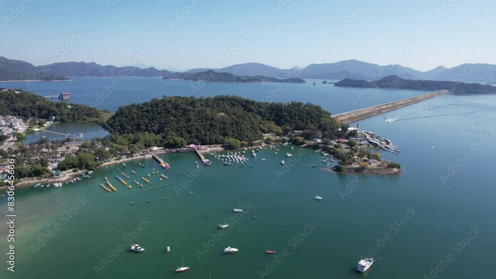 Aerial journey over Hong Kong Tai Po Tai Mei Tuk, Pat Sin Leng Country Park,Plover Cove Reservoir Dam, and Long Mei Beach, a natural playground for hiking, fishing, cycling,water sports Aerial journey over Hong Kong Tai Po Tai Mei Tuk, Pat Sin Leng Country Park,Plover Cove Reservoir Dam, and Long Mei Beach, a natural playground for hiking, fishing, cycling,water sports