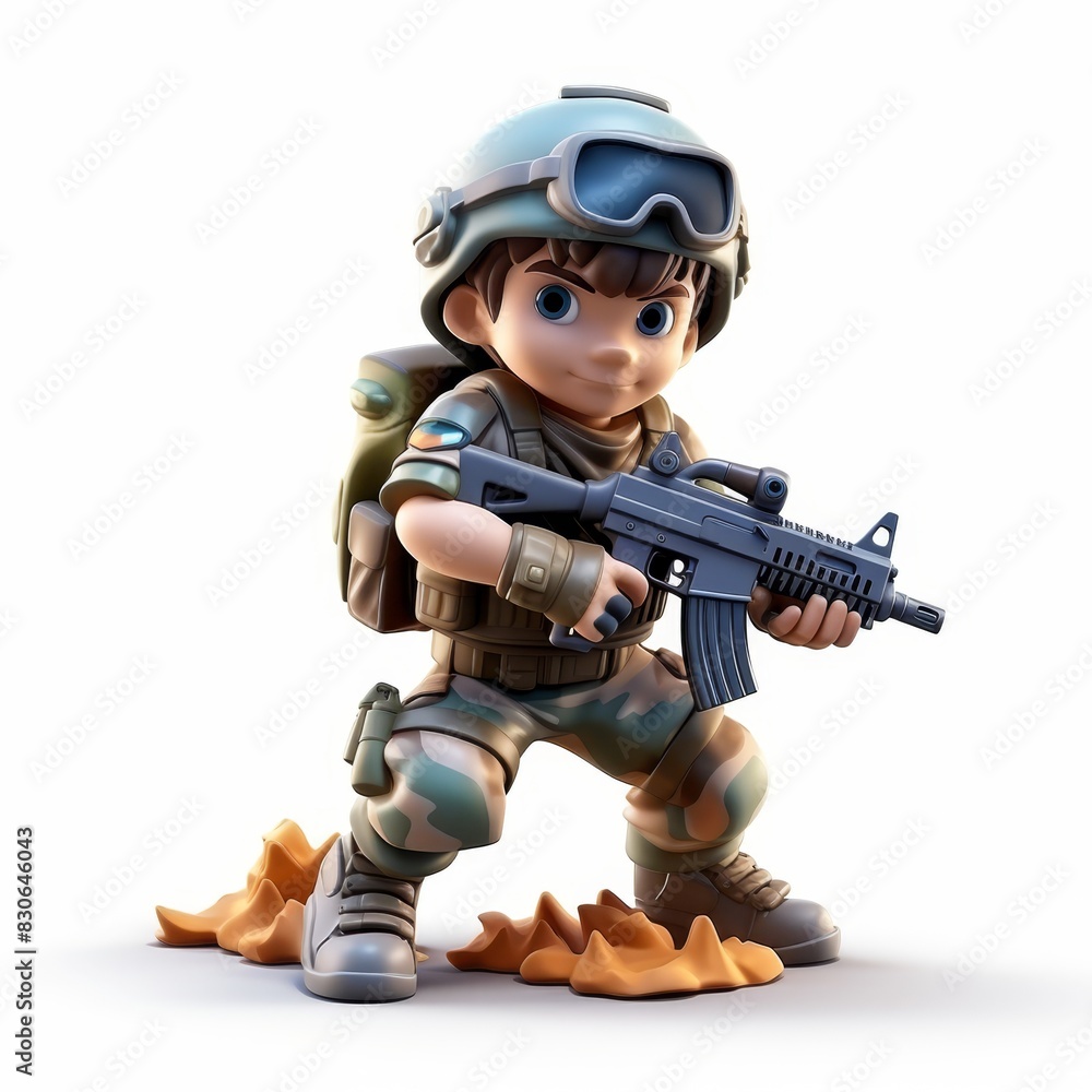 Cartoon soldier in tactical gear isolated on white background Cartoon soldier in tactical gear isolated on white background