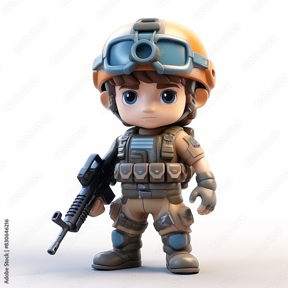 Cartoon soldier in tactical gear isolated on white background Cartoon soldier in tactical gear isolated on white background