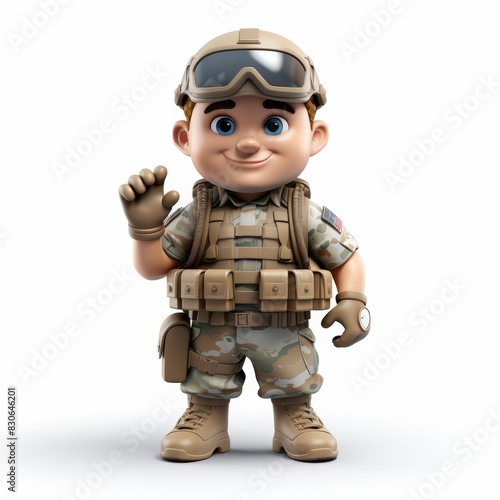 Cartoon soldier in tactical gear isolated on white background © viperagp