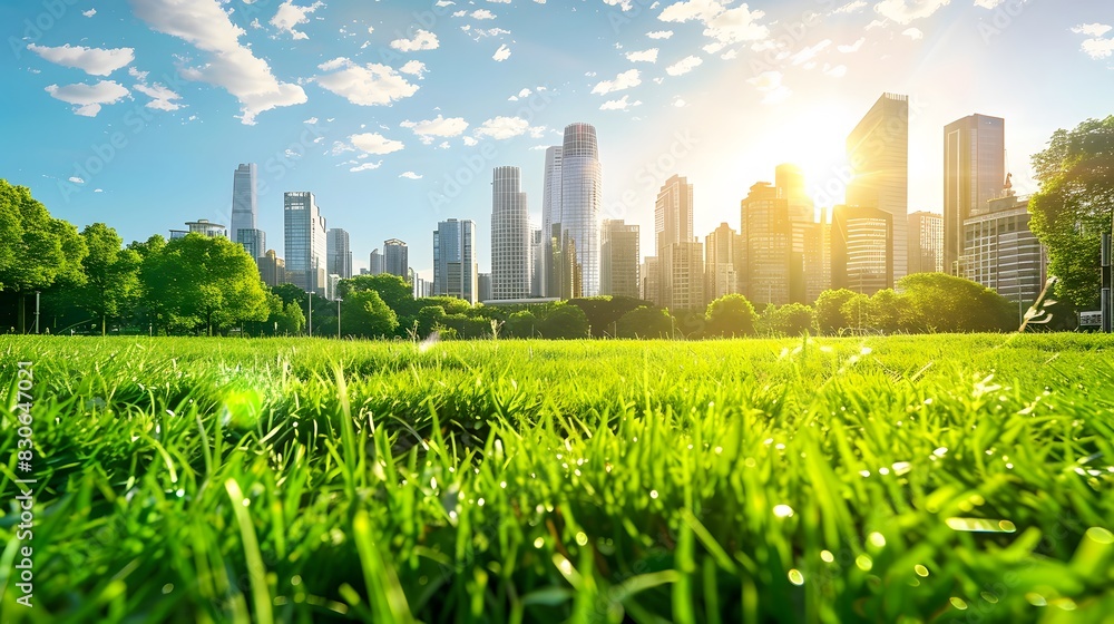 Fototapeta premium Illustration of Sustainability Initiatives - Implementing green practices and technologies to reduce environmental impact and improve energy efficiency. Ai Generate