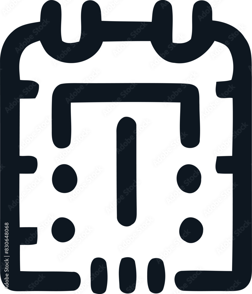 Essential Calendar Icon, A Minimalist Design with Grid, Dated Days, and Month Visibility Enhanced by Negative Space. Essential Calendar Icon, A Minimalist Design with Grid, Dated Days, and Month Visibility Enhanced by Negative Space.