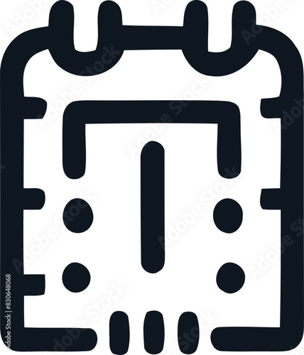 Essential Calendar Icon, A Minimalist Design with Grid, Dated Days, and Month Visibility Enhanced by Negative Space.