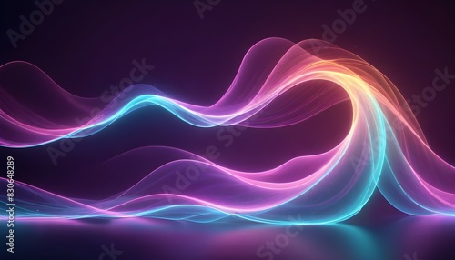 wave motion with glowing energy trails. 3d illustration
