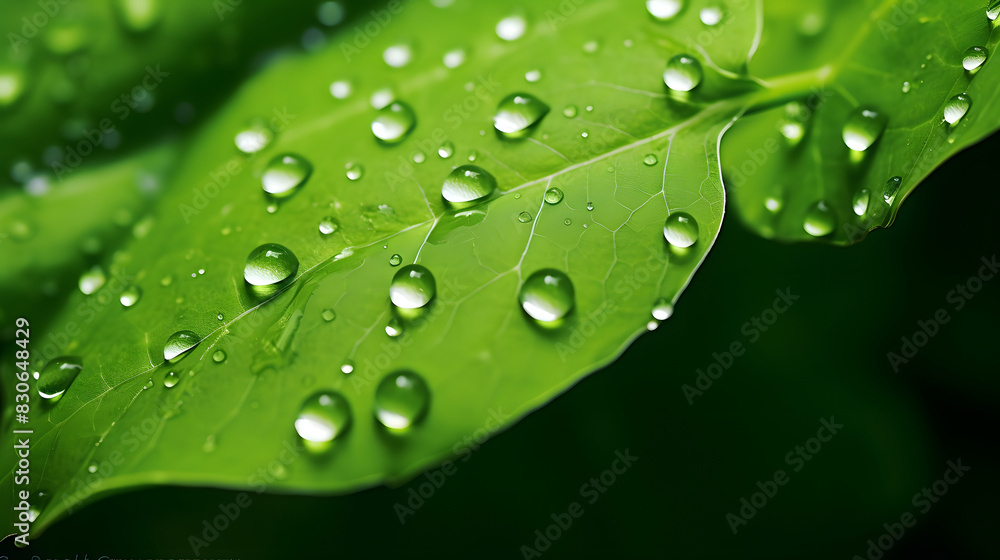 Digital dew on green leaves poster background Digital dew on green leaves poster background