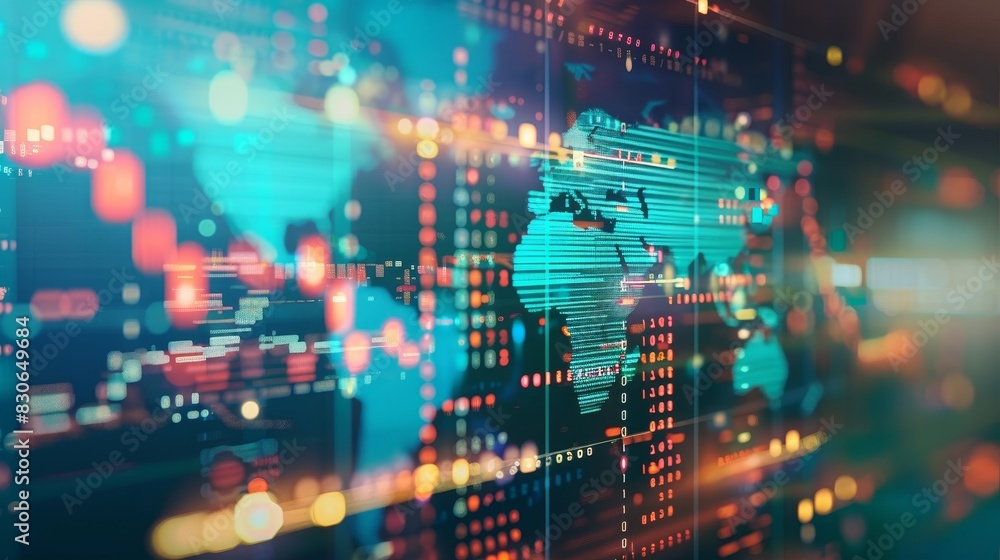 global network link connection (close up, focus on, copy space) vivid Double exposure silhouette with stock market graph global network link connection (close up, focus on, copy space) vivid Double exposure silhouette with stock market graph