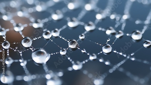 Water Droplets on a Spider Web with Morning Dew