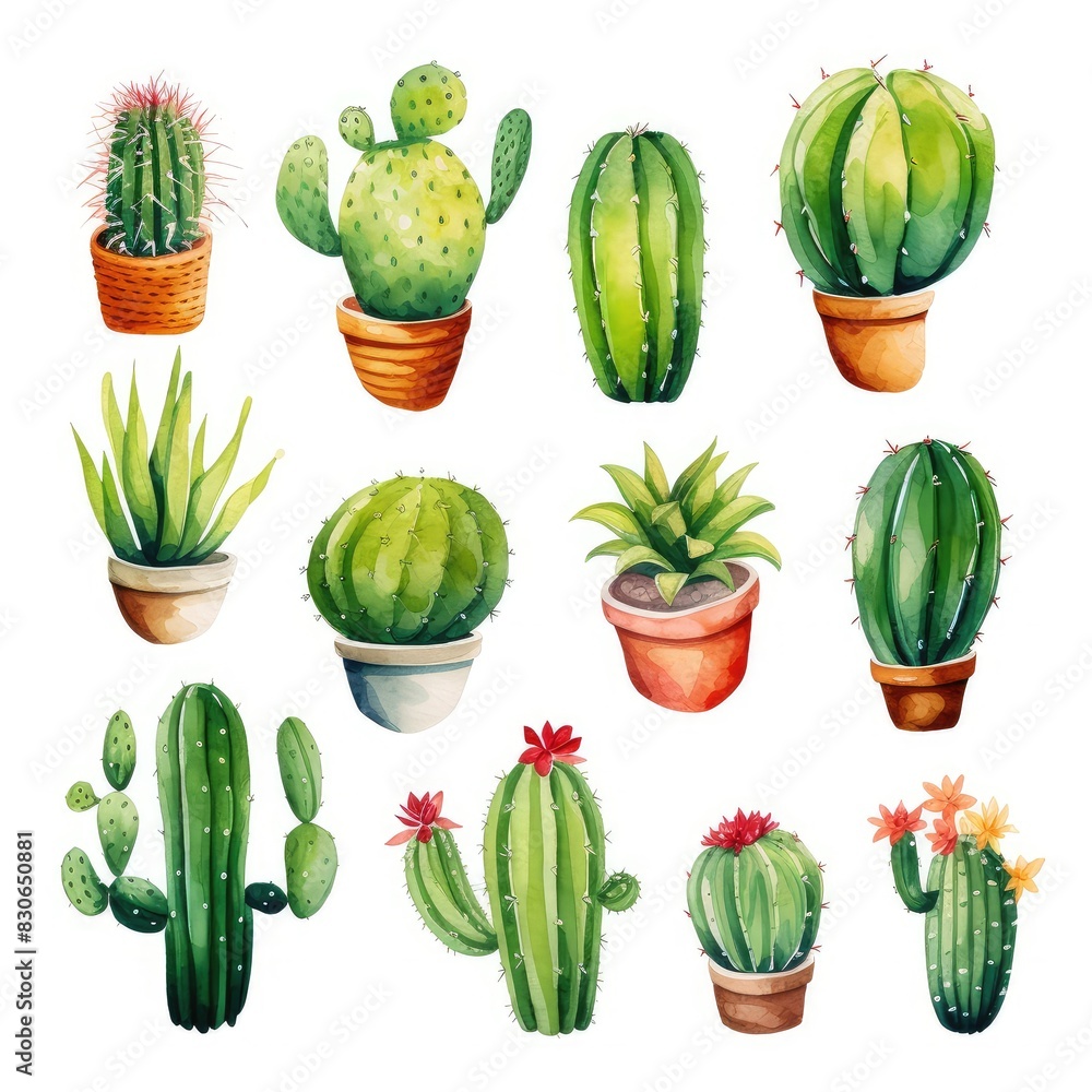 Cute cactus in the style of watercolor on white background. Cute cactus in the style of watercolor on white background.