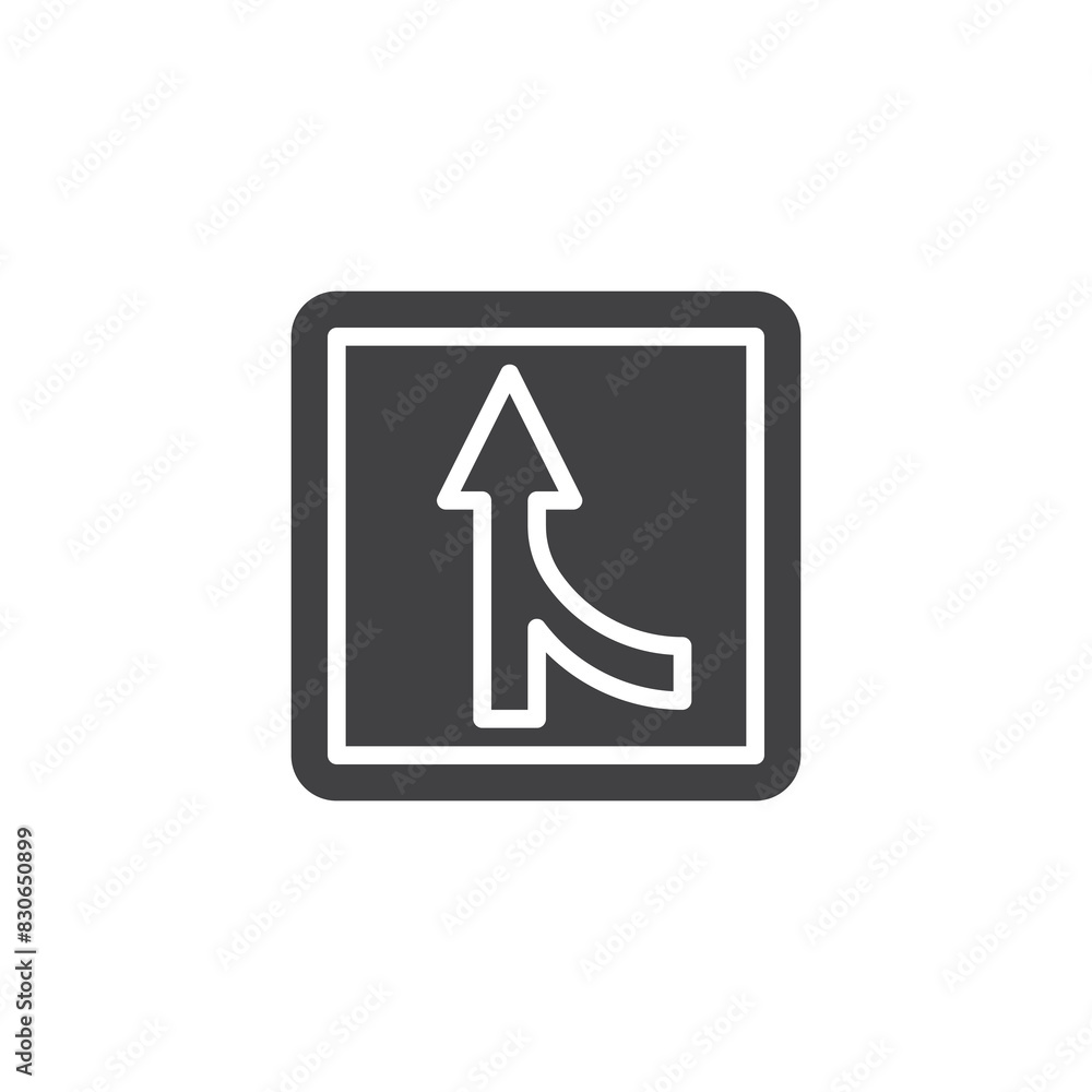 Lane merge roadsign vector icon Lane merge roadsign vector icon