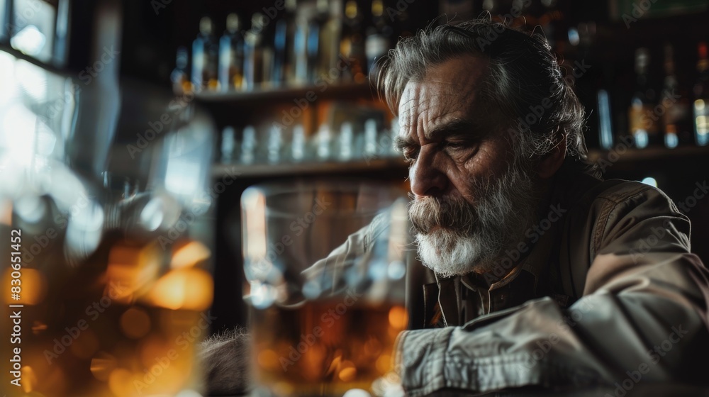 Man enjoying a drink at a bar, casual social gathering. Man enjoying a drink at a bar, casual social gathering.