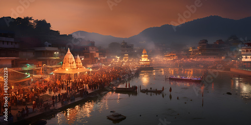 Haridwar Ganga Bathing Ritual,Spiritual Serenity Along the Sacred River photo
