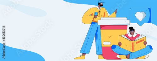 Virtual characters social communication concept business flat vector hand drawn illustration

