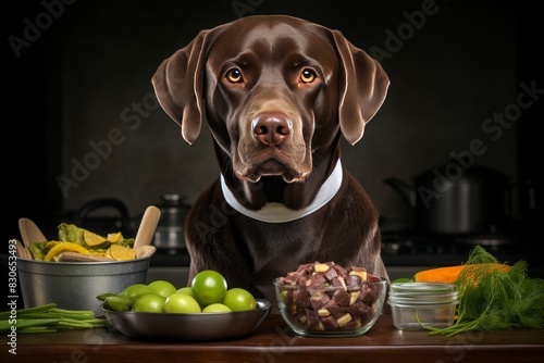 Charming dog dressed as a chef with a hat and apron, prepared for enjoyable culinary experiences