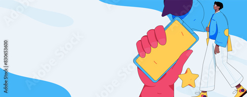 Virtual characters social communication concept business flat vector hand drawn illustration
