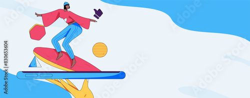 Virtual characters social communication concept business flat vector hand drawn illustration
