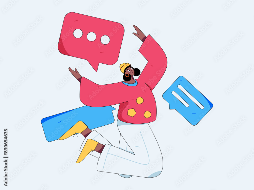 Virtual characters social communication concept business flat vector hand drawn illustration
Virtual characters social communication concept business flat vector hand drawn illustration
