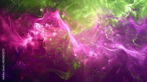 Enchanting magenta and lime green blend dynamically in Friendship Day design fluid textures light bursts friendship background