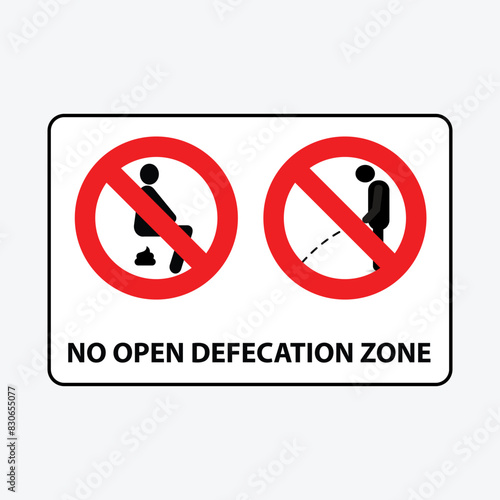 No open defecation zone banner with two prohibition icons and text