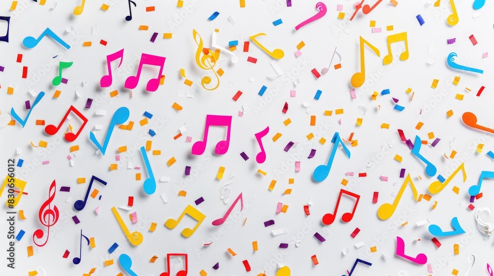 Colorful background with musical notes. The concept of music, songs, and sounds. To advertise concerts, songs, and compositions. Colorful background with musical notes. The concept of music, songs, and sounds. To advertise concerts, songs, and compositions.