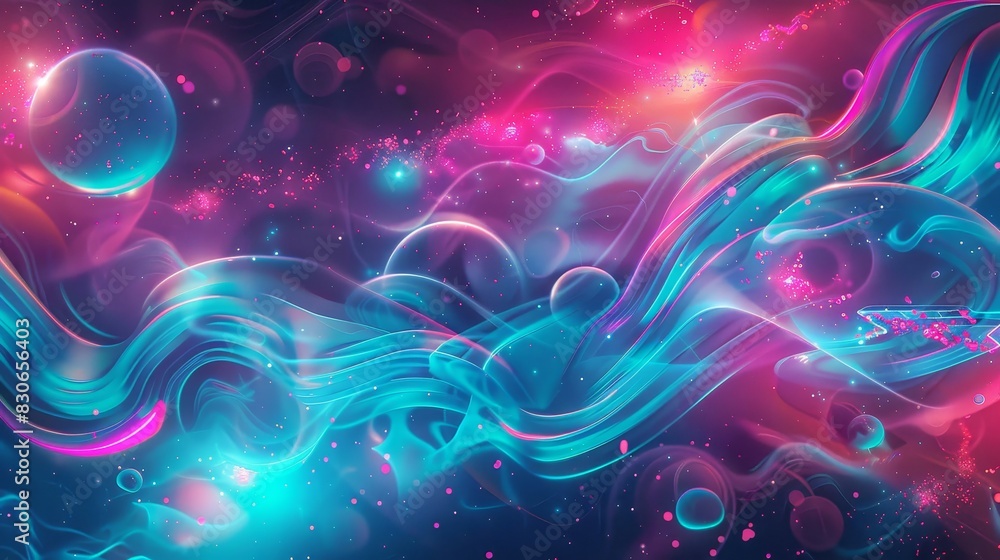 Obraz premium Energizing Back to School abstract with neon pink and turquoise splashes background