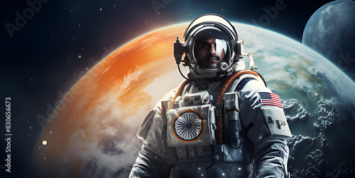 Astronaut with national flag,ndia Background Image ,Astronaut with Indian flag,