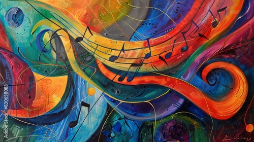 Latin music rhythms depicted with vibrant colors background