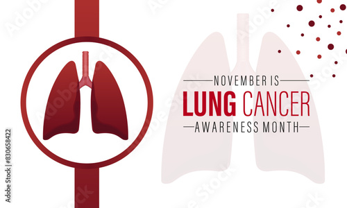 Lung cancer awareness month is observed every year in november, vector horizontal banner, poster with background, vector illustration.