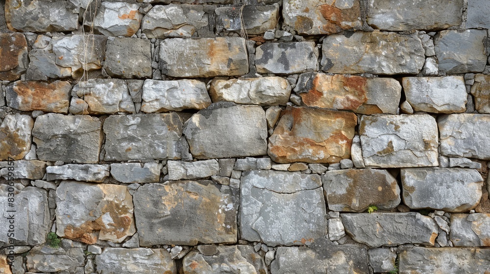 Obraz premium Stone wall with a weathered appearance serving as a backdrop