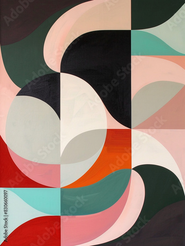 Abstract Geometric Colorful Art Print Mid Century Modern Design