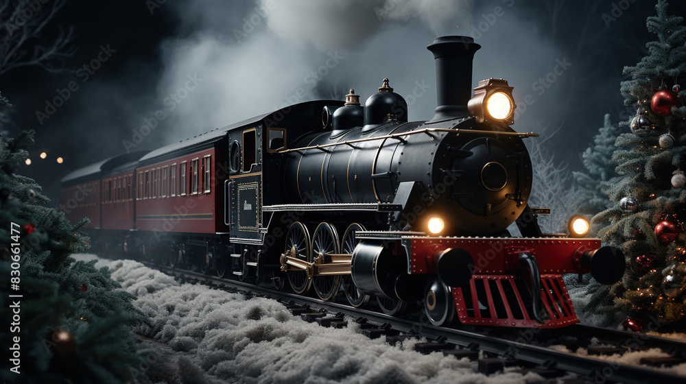 A Steam Train Chugging Through a Snow Covered Forest A Steam Train Chugging Through a Snow Covered Forest