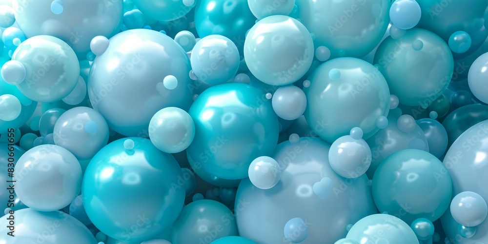 Turquoise 3D Balloons squash together to make a Colorful abstract wallpaper.