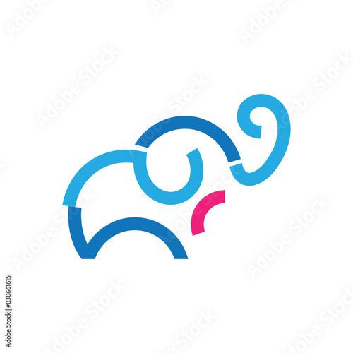 Abstract elephant vector logo design. Creative linear animal  logotype