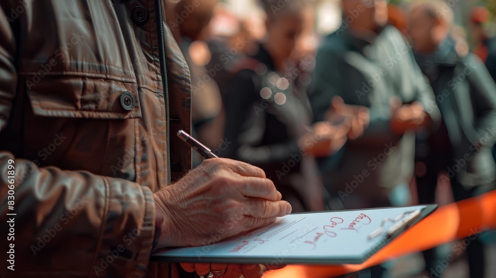 An actor signing autographs, focus on, fan interaction theme, dynamic, overlay, film premiere backdrop An actor signing autographs, focus on, fan interaction theme, dynamic, overlay, film premiere backdrop