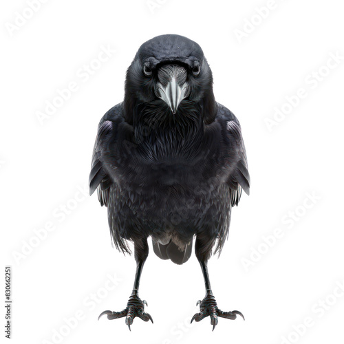 Crow front view full body isolate on transparency background PNG photo