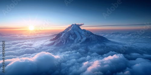Inspirational Photograph of a Mountain Rising Above the Clouds. Dramatic Shot of the Natural World. photo