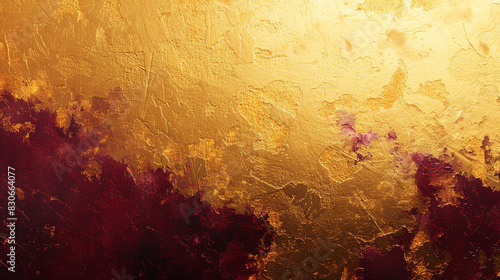 Digital abstract background in warm gold and deep burgundy, simulating oil painting, photo