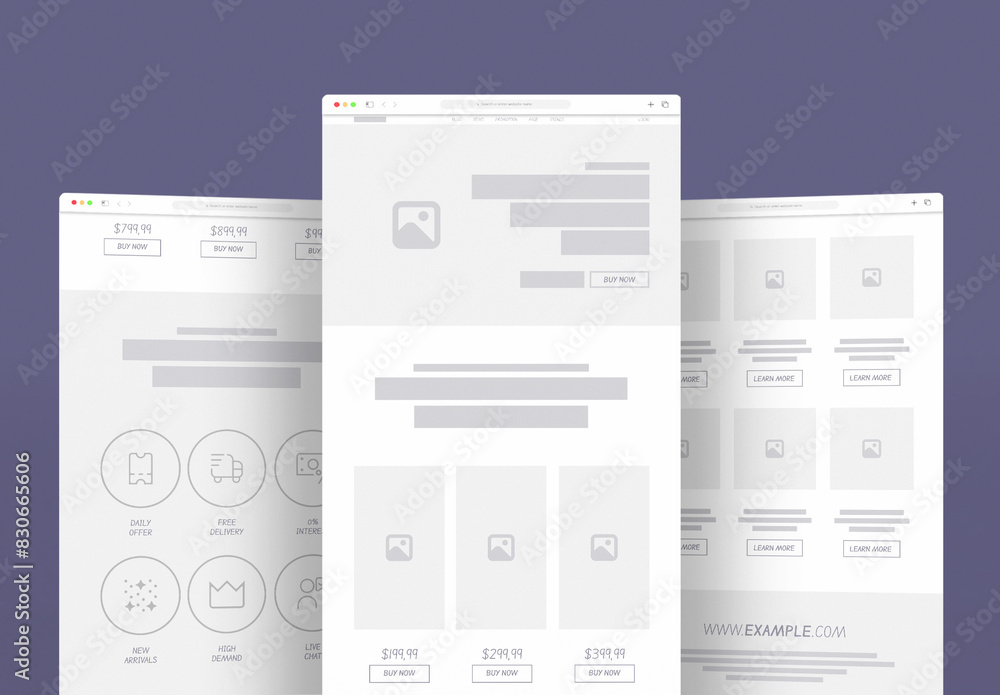 Landing Page Wireframe UI UX Layout Stock Template | Adobe Stock