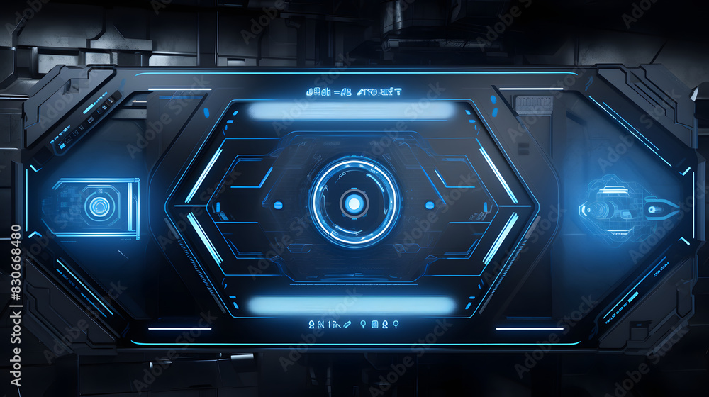 Fototapeta premium Digital blue futuristic design graphics poster background