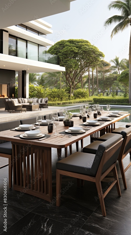 Obraz premium Beautiful Interior of the Rooftop Restaurant