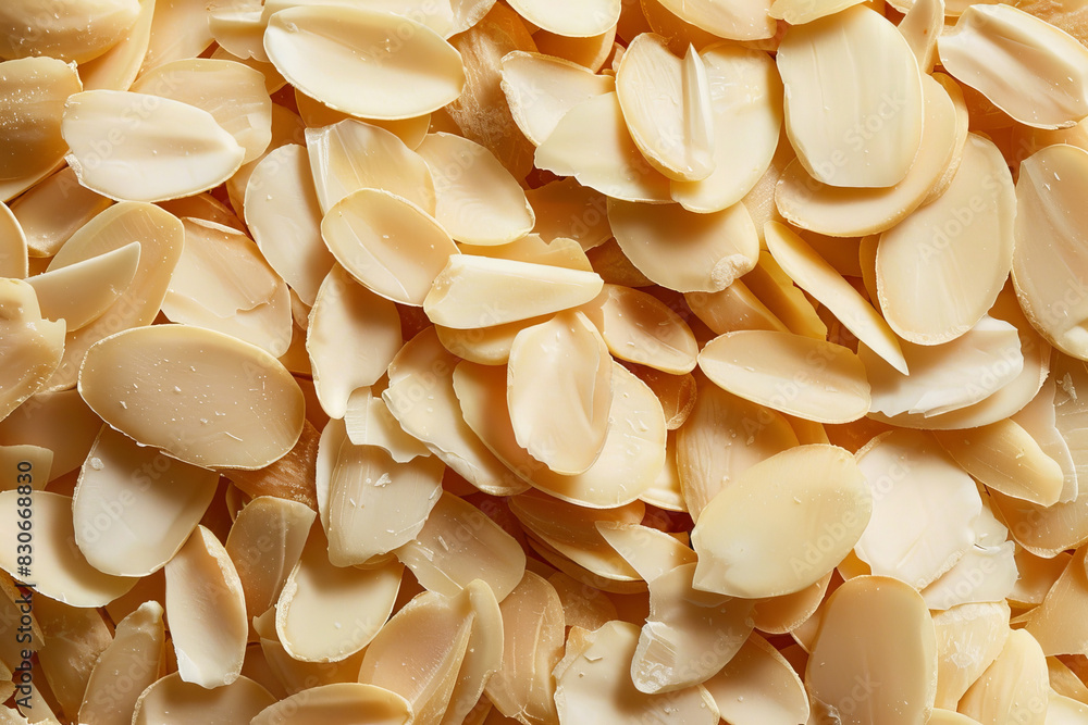Close-Up of Sliced Almonds: Perfect for Cooking and Decoration Close-Up of Sliced Almonds: Perfect for Cooking and Decoration