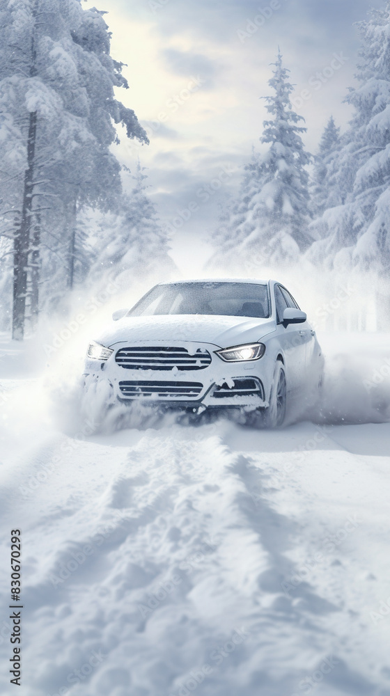 Elegance Car in the Hush of the Snowy Winter Elegance Car in the Hush of the Snowy Winter
