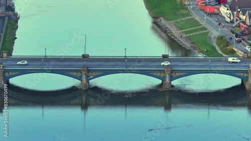 A close-up shot of a London Road Bridge or Trent Bridge over Trent River in Nottingham, England, UK. photo