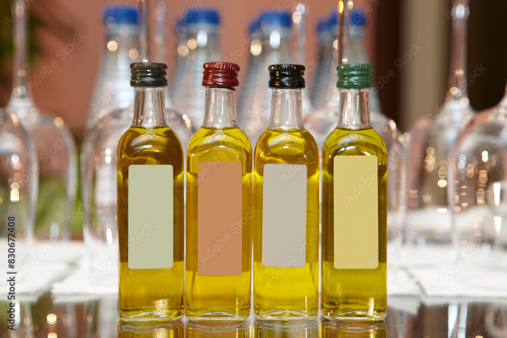 Bottles of different kinds of spanish extra olive oil. Cuisine Bottles of different kinds of spanish extra olive oil. Cuisine