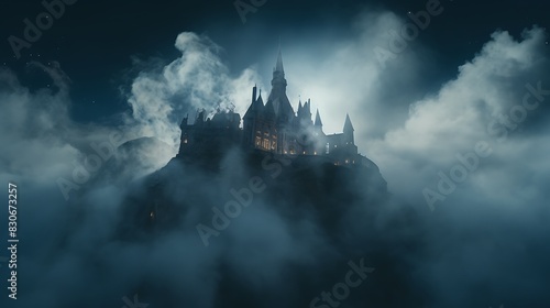 Smoke Forming the Outline of a Mysterious Castle