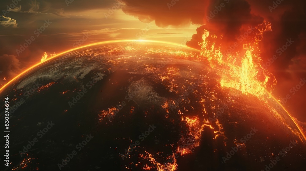 Fototapeta premium Burning Planet Earth.
