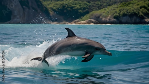 Witness a Playful Pod of Dolphins Frolicking in Crystal Clear Waters, Experience the Joy of Dolphins Dancing in Pristine,Clear Seas, Marvel at the Graceful Movements of Dolphins in Crystal Clear Ocean